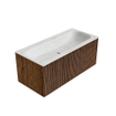 MONDIAZ KURVE-DLUX 100cm Meuble salle de bain - couleur Walnut - 1 tiroir - vasque BIG MEDIUM centre - 1 trou de robinet - couleur Opalo SW1137683