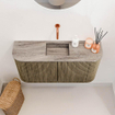 Mondiaz JOYA-DLUX 83.2cm meuble de salle de bains - arrondis gauche et droite couleur Dusk - Vasque FAYE position Milieu Sans trou de robinet couleur Oza SW1426023