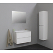 Basic Bella Meuble salle de bains avec lavabo acrylique Blanc 80x55x46cm sans trous de robinet avec miroir et éclairage Blanc brillant SW491786