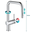 GROHE Minta Mitigeur de cuisine - bec orientable/extensible - 2 types de jet - chrome SW225334