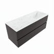 Mondiaz VICA-DLUX ensemble de meuble de salle de bain - 120cm - meuble sous-vasque gris foncé - 4 tiroirs - lavabo encastré cloud droite - sans trous de robinet - version haute de 60cm - opalo SW1087855