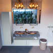 Mondiaz ALAN-DLUX Ensemble de meuble - 120cm - meuble Clay mat - 2 tiroirs - Lavabo Cloud Lava suspendu - vasque Gauche et droite - 0 trous de robinet SW808401