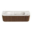 MONDIAZ KURVE-DLUX 150cm Meuble salle de bain avec module 25 G et D - couleur Walnut - 1 tiroir - 2 portes - vasque BIG MEDIUM centre - sans trou de robinet - couleur Frappe SW1137492