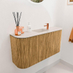 Mondiaz JOYA-DLUX 83.2cm toiletmeubel - ronding links en rechts kleur Oak - Wastafel FAYE positie Midden 1 kraangat kleur Meli. SW1423976