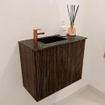 Mondiaz JOYA-DLUX 50cm toiletmeubel - kleur Walnut - Wastafel FAYE positie Links 1 kraangat kleur Lava. SW1422433