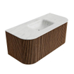 MONDIAZ KURVE-DLUX 100cm Meuble salle de bain avec module 25 G et D - couleur Walnut - 1 tiroir - 2 portes - vasque GRUNNE centre - 1 trou de robinet - couleur Opalo SW1137630