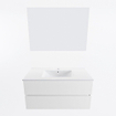 Mondiaz VICA ensemble de meuble de salle de bain - 100cm - meuble sous-vasque talc - 2 tiroirs - lavabo denia milieu - 1 trou de robinet - couleur Blanc Brillant - miroir LED - version XL 60cm haut SW1091909