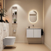 MONDIAZ TURE-DLUX Meuble toilette - 80cm - Linen - EDEN - vasque Glace - position centrale - sans trou de robinet SW1103356