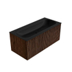 MONDIAZ KURVE 100cm Meuble salle de bain - couleur Walnut - 1 tiroir - vasque BIG MEDIUM centre - 1 trou de robinet - Urban SW1138497