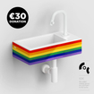 Clou Flush 3 fontaine - 36x18x9cm - céramique - 1 trou de robinet à droite - finition arc-en-ciel brillante (multicolore) SW1108675