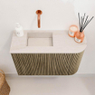 Mondiaz JOYA-DLUX Meuble de toilette 61,6cm - arrondi droite couleur Dusk - Vasque FAYE position Gauche Sans trou de robinet couleur Meli SW1425845