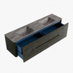 Mondiaz CIRO-DLUX Ensemble meuble de salle de bains - 180x45x50cm - Plan vasque solid surface Oza - 2 vasques Double - sans trous de robinet - 4 tiroirs - Shadow SW1532670