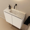 MONDIAZ TURE-DLUX Meuble toilette - 60cm - Talc - EDEN - vasque Ostra - position centrale - sans trou de robinet SW1104644