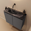 MONDIAZ TURE-DLUX Meuble toilette - 60cm - Dark Grey - EDEN - vasque Lava - position gauche - sans trou de robinet SW1103780