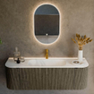 Mondiaz KURVE Ensemble meuble de salle de bains - 140x46x40cm - 1 tiroir - 2 portes - vasque solid surface - central - 1 trou de robinet - Shadow SW1414238