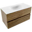 Mondiaz VICA meuble sous lavabo de salle de bains - 90cm - 2 tiroirs - lavabo Moon Talc - sans trou de robinet - Chai SW1187262