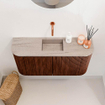 Mondiaz JOYA-DLUX 83.2cm toiletmeubel - ronding links en rechts kleur Ruby - Wastafel FAYE positie Midden Zonder kraangat kleur Saba. SW1425630