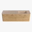 Mondiaz CIRO-DLUX Badkamermeubelset - 160x45x50cm - Solid surface wastafel Saba - 1 wasbak Rechts - zonder kraangaten - 4 lades - Oak SW1531206