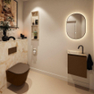 MONDIAZ TURE-DLUX Meuble toilette - 40cm - Rust - EDEN - vasque Frappe - position gauche - 1 trou de robinet SW1103000
