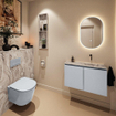 MONDIAZ TURE-DLUX Meuble toilette - 80cm - Clay - EDEN - vasque Glace - position droite - sans trou de robinet SW1103255
