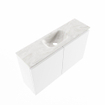 MONDIAZ TURE-DLUX Meuble toilette - 80cm - Talc - EDEN - vasque Ostra - position centrale - sans trou de robinet SW1104663