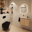 MONDIAZ TURE-DLUX Meuble toilette - 60cm - Washed Oak - EDEN - vasque Ostra - position gauche - sans trou de robinet SW1105126