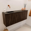 Mondiaz JOYA-DLUX 100cm meuble de salle de bains WC - couleur Walnut - Vasque FAYE position Gauche Sans trou de robinet couleur Lava. SW1422459