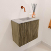 Mondiaz JOYA-DLUX 51.6cm toiletmeubel - ronding rechts kleur Dusk - Wastafel FAYE positie Links Zonder kraangat kleur Glace. SW1423165