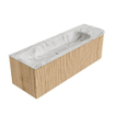 MONDIAZ KURVE-DLUX 145cm Meuble salle de bain avec module 25 D - couleur Oak - 1 tiroir - 1 porte - vasque BIG LARGE gauche - 2 trous de robinet - couleur Glace SW1137959