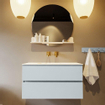 Mondiaz VICA-DLUX ensemble de meuble de salle de bain - 90cm - meuble sous-vasque argile - 2 tiroirs - lavabo encastré nuage milieu - sans trous de robinet - version haute 60cm - ostra SW1087071