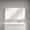 Villeroy & Boch My View 14+ armoire de toilette - avec 3 portes avec éclairage LED vertical 130x75x17.3cm - incl. boîte à médicaments verrouillable 1025447