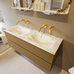 MONDIAZ VICA-DLUX Ensemble meuble de salle de bains - 130cm - meuble bas oro - 2 tiroirs - lavabo encastré cloud double - sans trous de robinet - version haute 60cm - glace SW1088232