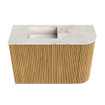Mondiaz JOYA-DLUX 61.6cm toiletmeubel - ronding rechts kleur Oak - Wastafel FAYE positie Links Zonder kraangat kleur Frappe. SW1421915