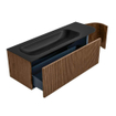 MONDIAZ KURVE 135cm Meuble salle de bain avec module 25 D - couleur Walnut - 1 tiroir - 1 porte - vasque BIG MEDIUM gauche - 1 trou de robinet - Urban SW1138509