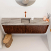 Mondiaz JOYA-DLUX 123.2cm toiletmeubel - ronding links en rechts kleur Ruby - Wastafel FAYE positie Midden Zonder kraangat kleur Oza. SW1425558