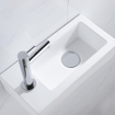 FugaFlow Efficiente Pietra Ensemble de fontaine - 37,5x18,5x9cm - céramique - trou de robinet à gauche - robinet de fontaine chrome - bouchon de vidange - siphon abaissé - Blanc brillant SW1442302
