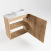 Mondiaz Fowy meuble de toilette - 50x50x23cm - chêne blanchi mat - 1 trou de robinet - lavabo à droite - 1 porte - solid surface - plan Mélamine - lavabo : blanc SW761414