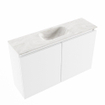 MONDIAZ TURE-DLUX Meuble toilette - 80cm - Talc - EDEN - vasque Ostra - position centrale - 1 trou de robinet SW1104662