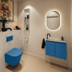 MONDIAZ TURE-DLUX Meuble toilette - 60cm - Jeans - EDEN - vasque Opalo - position gauche - 1 trou de robinet SW1104353