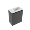 MONDIAZ TURE-DLUX meuble de toilettes 40cm Dark Grey. EDEN lavabo Ostra position droite. Sans trou de robinet. SW1104798