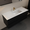 Mondiaz AIVY Ensemble de meuble - 120x45x50cm - 1 trou de robinet - 1 vasque talc céramique - Centre - 2 tiroirs - avec miroir - MDF Urban SW892293