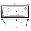 Xenz Aruba Ligbad - 180x80x48 - afvoer Midden - acryl - pergamon SW103116