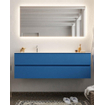 Mondiaz VICA ensemble de meuble de salle de bain - 150cm - meuble sous-vasque jeans - 2 tiroirs - lavabo moon gauche - 1 trou de robinet - miroir LED - version XL 60cm de haut SW1098215