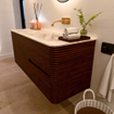 Mondiaz CIRO-DLUX Badkamermeubelset - 120x45x50cm - Solid surface wastafel Frappe - 1 wasbak Rechts - zonder kraangaten - 2 lades - Ruby SW1531297