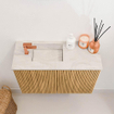 Mondiaz JOYA-DLUX 60cm meuble de toilette - couleur Chêne - Vasque FAYE position Gauche 1 trou de robinet couleur Ostra. SW1422187