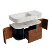 MONDIAZ THOR-DLUX 100cm meuble de salle de bains arrondi gauche + droite couleur Ruby avec 1 tiroir et 2 portes. Vasque suspendue CLOUD Gauche 1 trou de robinet couleur Glace. SW1467411