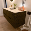 Mondiaz CIRO-DLUX Badkamermeubelset - 130x45x50cm - Solid surface wastafel Ostra - 1 wasbak Links - 1 kraangat - 4 lades - Shadow SW1532344