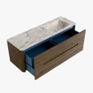 Mondiaz CIRO-DLUX Badkamermeubelset - 140x45x50cm - Solid surface wastafel Frappe - 1 wasbak Rechts - zonder kraangaten - 4 lades - Dusk SW1532831