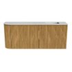 Mondiaz JOYA-DLUX 101.6cm meuble de toilette - arrondi gauche couleur Chêne - Vasque FAYE position Droite Sans trou de robinet couleur Opalo. SW1422142