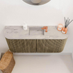 Mondiaz JOYA-DLUX 93.2cm toiletmeubel - ronding links en rechts kleur Dusk - Wastafel FAYE positie Midden 1 kraangat kleur Glace. SW1423210